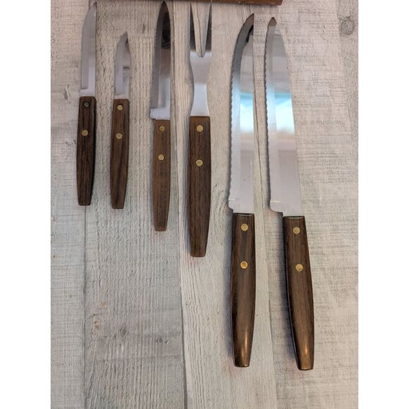 Town & Country By Washington Forge 6-Piece Knife Set Wood Handles & Block Stainl - Picture 5 of 11